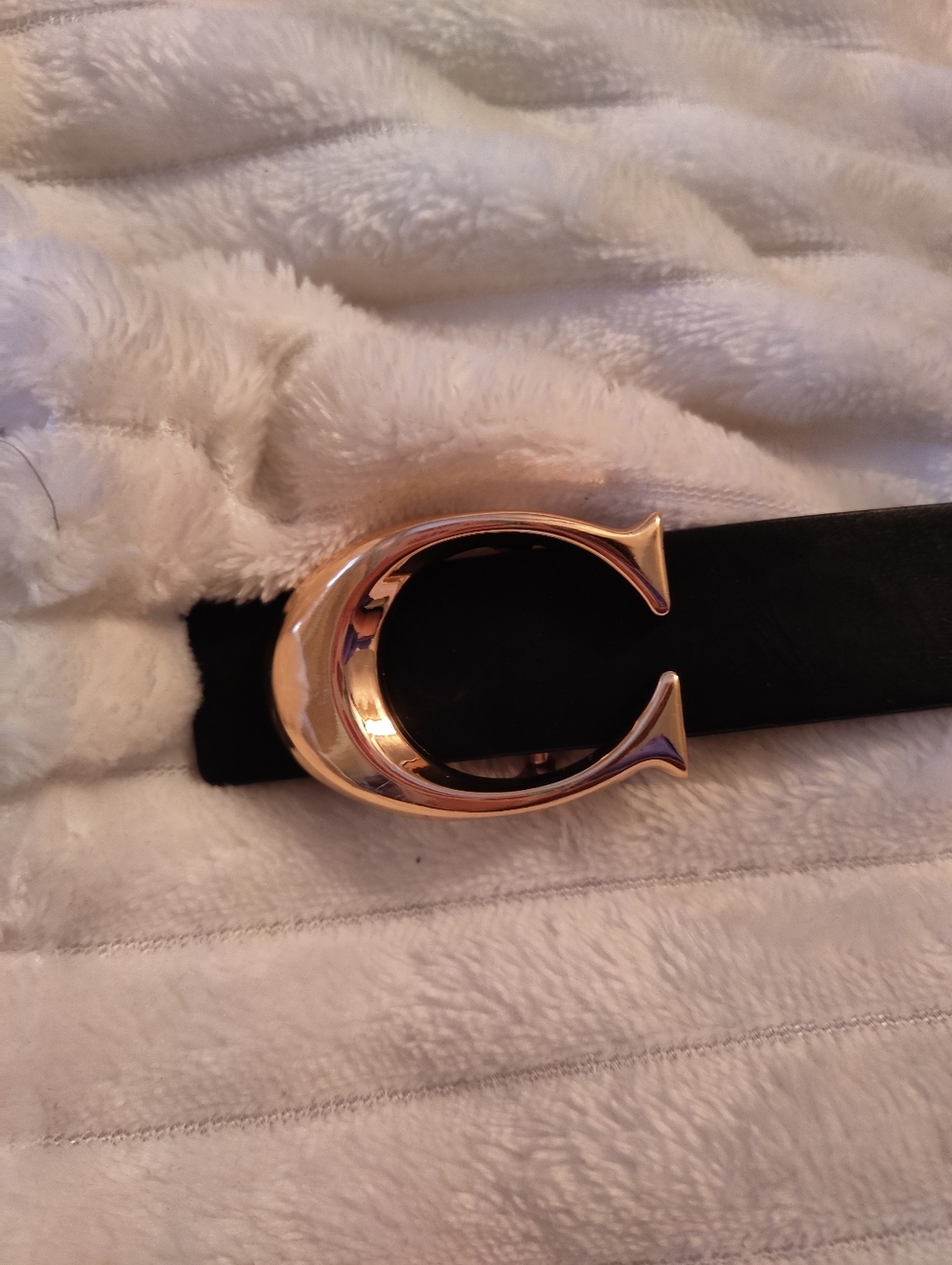 Black C Buckle Adjustable Belt High Quality Luxury Vegan Leather New - Picture 3 of 8